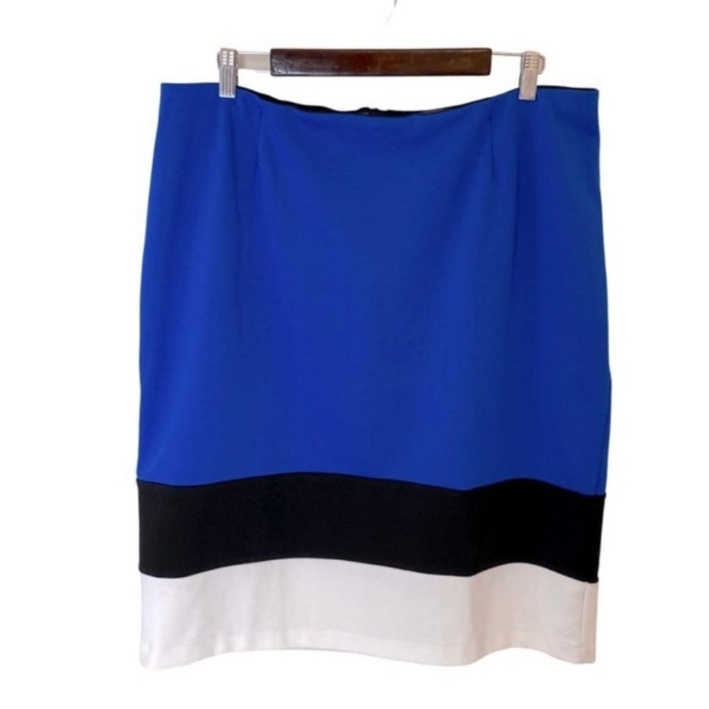 Addition Elle royal blue, black & white striped pencil skirt. Women's size 16